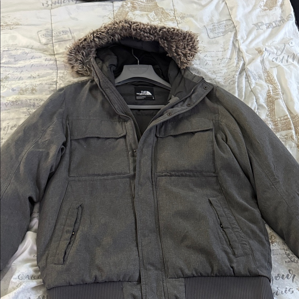 The North Face Men's Charcoal Hooded Puffer Jacket